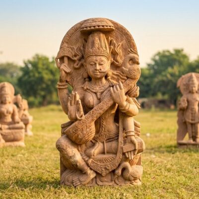 Sandstone Saraswati murti - handcrafted 4 Feet