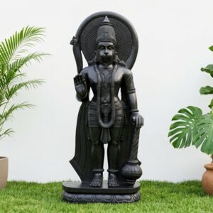 6 Feet Black Stone Large Hanuman Statue – Handcrafted Large Murti