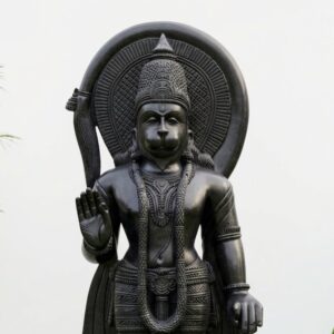 6 Feet Black Stone Large Hanuman Statue – Handcrafted Large Murti