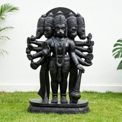 Black Stone Hanuman Statue 4 Feet Height – front view