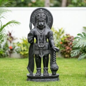 48 Inch Black Stone Hanuman Statue – Handcrafted Lord Hanuman Murti