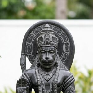 48 Inch Black Stone Hanuman Statue – Handcrafted Lord Hanuman Murti