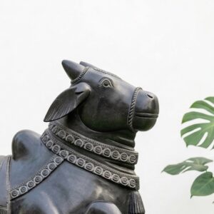 3 Feet Black Stone Nandi Idol – Handcrafted Sacred Nandi Statue