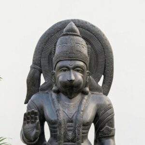 6 Feet Black Stone Large Hanuman Statue – Handcrafted Lord Hanuman Murti