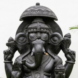 Black Stone Large Ganesh Idol – 5 Feet Handcrafted Grand Murti for Temple & Home
