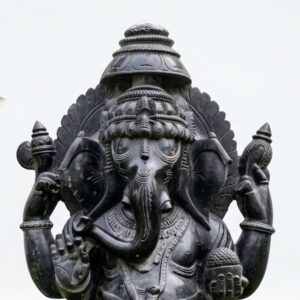 48 Inch Black Stone Large Sitting Ganesh Idol – Handcrafted Lord Ganesha Murti