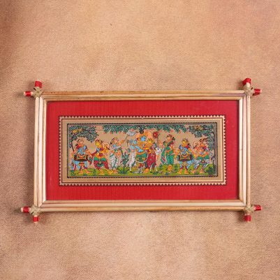 Gopa Rasa Leela Horizontal Tala Pattachitra Palm Leaf Art Odisha