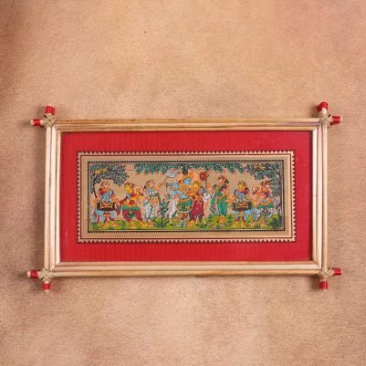 Gopa Rasa Leela Horizontal Tala Pattachitra Palm Leaf Art Odisha