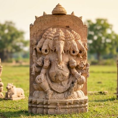 6 feet sandstone Panchamukhi Ganesh idol handcrafted five face Ganesha murti