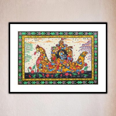 Krishna Nauka Bihar Pattachitra painting handcrafted Odisha art