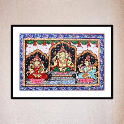 Ganesh Laxmi Saraswati Pattachitra painting Odisha traditional art