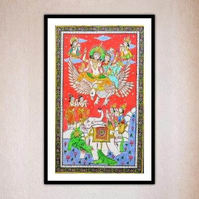 Gajendra Moksha Pattachitra painting traditional Odisha Vishnu art