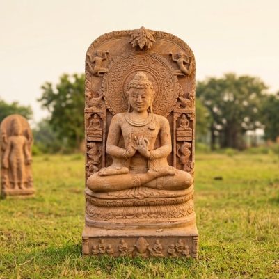 5.5 feet sandstone Buddha idol handcrafted traditional Buddha statue
