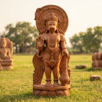 41 inch sandstone Hanuman statue handcrafted Lord Hanuman murti