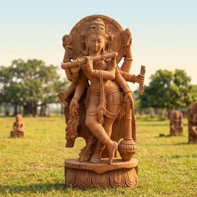 50 inch sandstone Krishna idol handcrafted divine murti