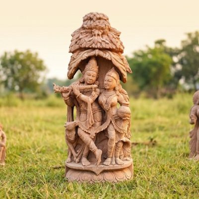 Sandstone Radha Krishna statue handcrafted divine murti 5 feet
