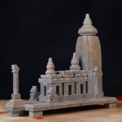 Front view of Green Stone Jagannath Temple 9.5 Inch handcrafted Puri replica idol.