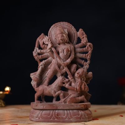 Pink Stone Durga Murti – Handcrafted Goddess Durga Idol for Pooja & Home Decor