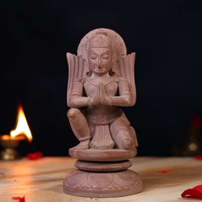 Pink stone Garuda statue 8 inch handcrafted